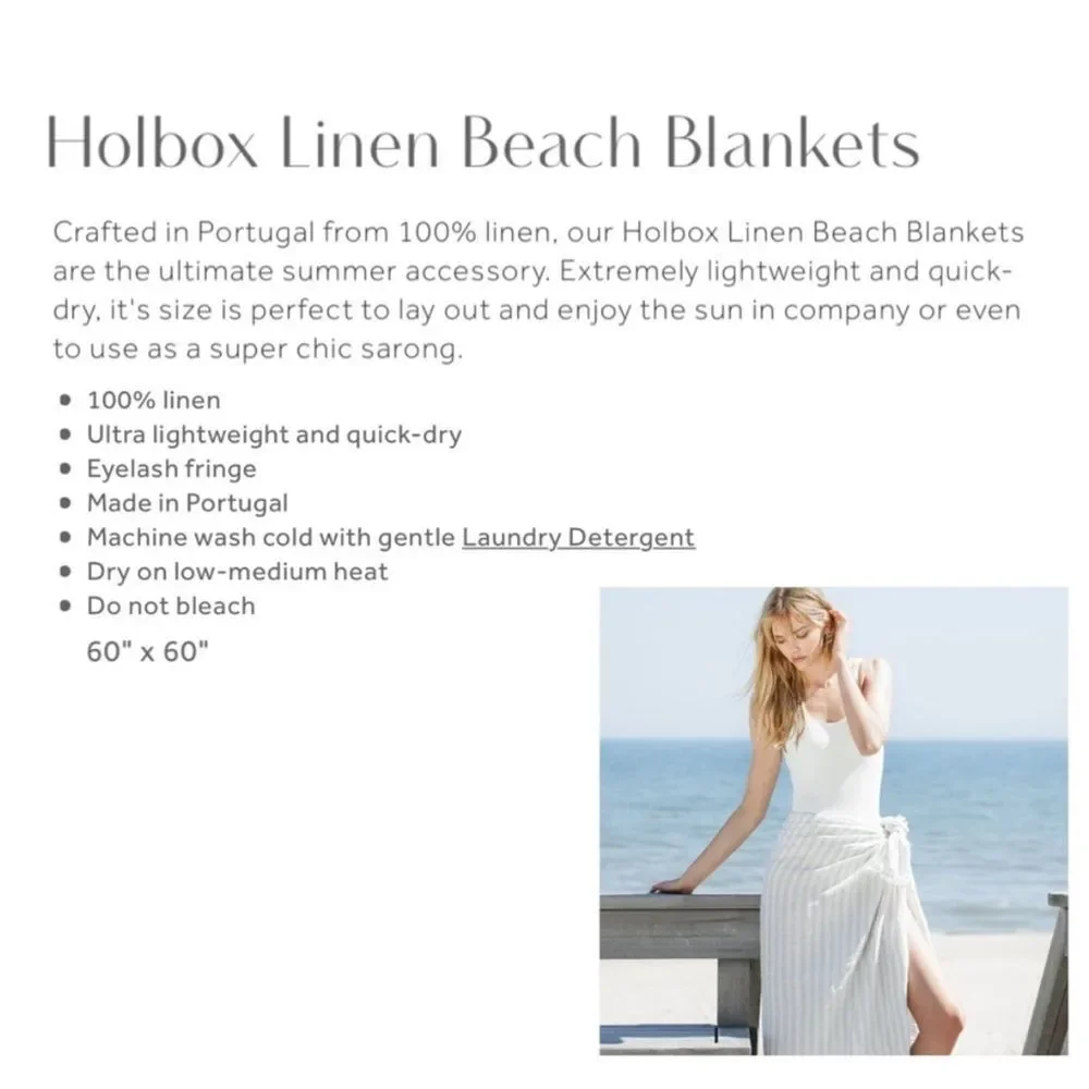 Kassatex Women’s Striped Holbox Linen Beach Blanket Swim Lightweight